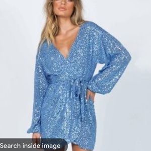Blue Sparkle Tie Dress